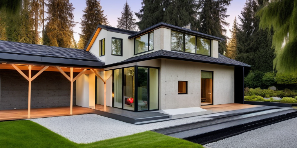 Erdei környezetben álló modern villa üvegfelületekkel